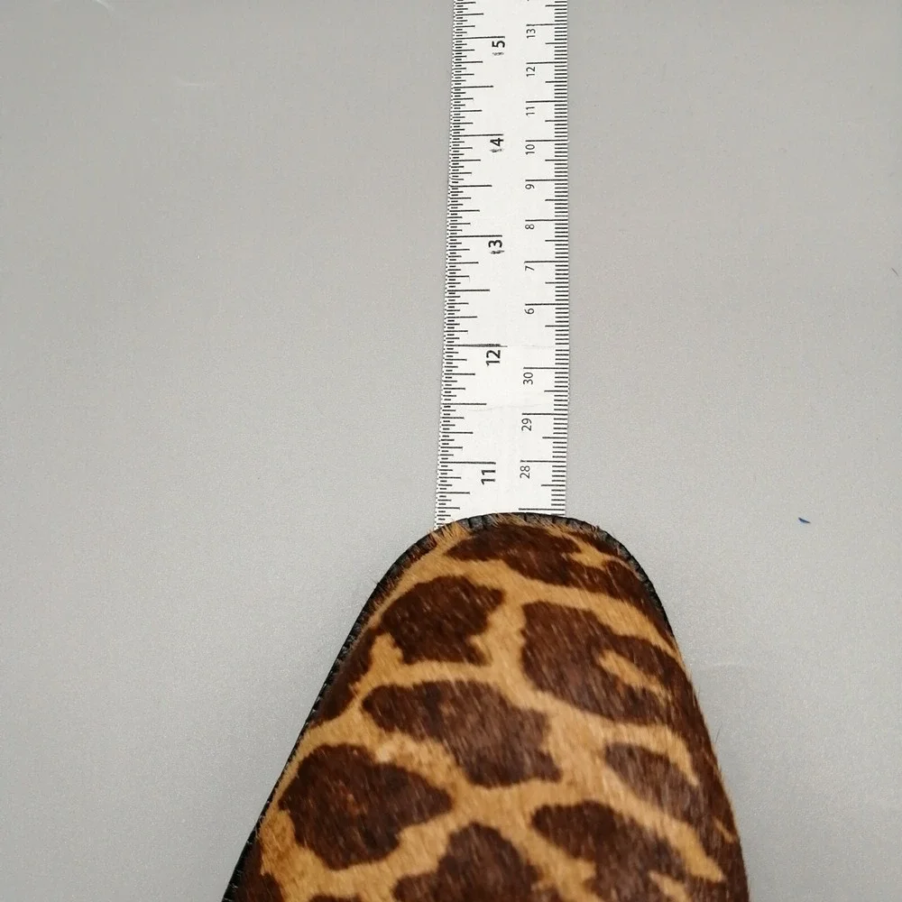 27 Edit Shoes Womens Capree Brown Leopard 7.5 Cow Fur Ankle Boot Dual Zip NEW‎